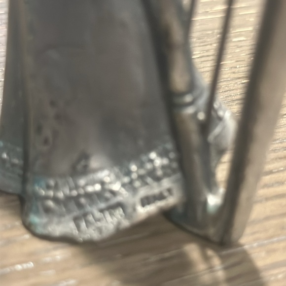 Vintage Market Peltro Italy Pewter Angel Playing Harp Figure. 5” - Picture 8 of 8